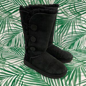 UGG Black Bailey Button Triplet II Knee High Sheepskin Boots Size 7